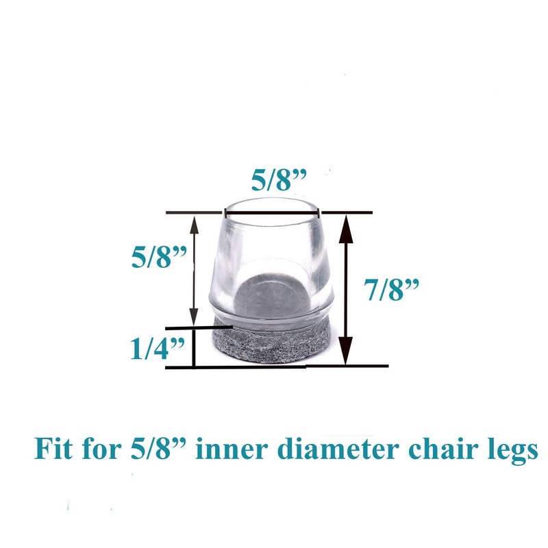 Furnigear Chair Leg Floor Protectors, Felt Furniture Pads Silicone Chair Leg Caps Round Hardware Floor Protectors (5/8â€, 20 Pack) - Image 2